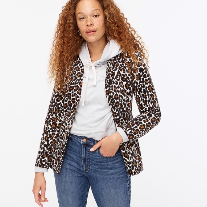 New J. Crew Parke Blazer Leopard Stretch Corduroy Animal Print Suit Jacket Coat